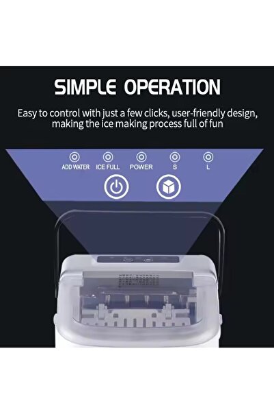 ET-LIFE Electric Ice Maker, 1.1Liter, 120W, with Handle and Self-Cleaning, for kitchen Office GSN-Z6Y1 White