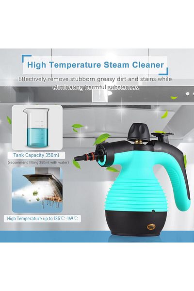 Saharaz Portable High Pressure Steam Cleaner, With 9PCS Accessory, 110V, 350ml, 1050W, Deep Cleaning
