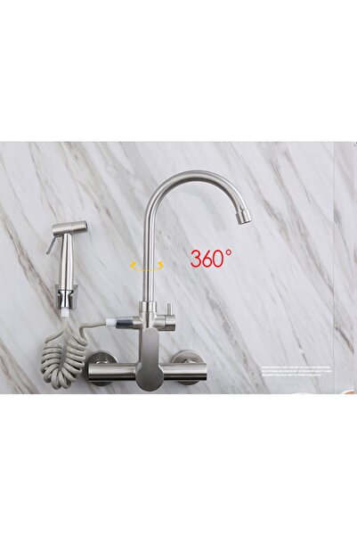 Blackswan Design Baterie chiuveta bucatarie, Blackswan, Tip M223, cu dus, model nichel, dimensiune 35.5 cm