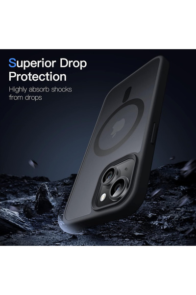 Fibaks Apple iPhone 13 - 14 - 15 Kılıf Kamera Çıkıntılı Magsafe Şarj Destekli Yumuşak Kenarlı Mat Kapak