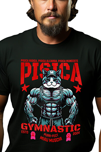 StoryGift Romania Tricou Barbati Pisica Gymnastica - Ridica, Alearga, Muncest...