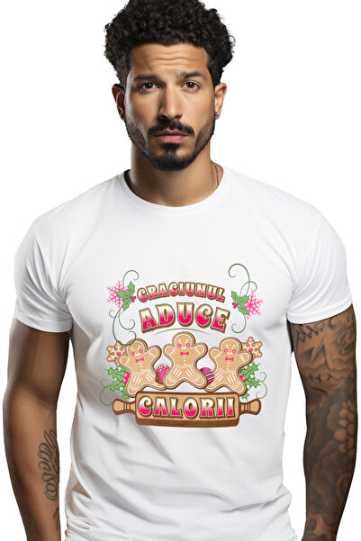 StoryGift Romania Tricou Barbati Craciunul Aduce Calorii Omuleti Din Turta Du...