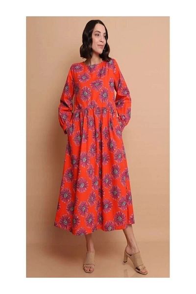PRATİKOBA Floral Floor Length Dress Evening Dresses