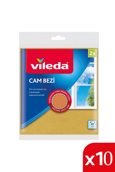Vileda 10 Pack of 2 Microfiber Detailed Glass Cloths