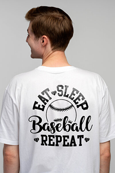 StoryGift Romania Tricou Barbati Cu Minge De Baseball Si Mesajul "eat Sleep, ...
