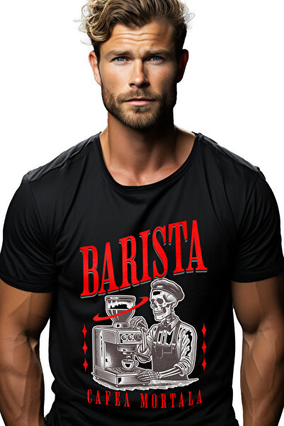 StoryGift Romania Tricou Barbati Barista Schelete Cafea Mortala Iubitor De Co...