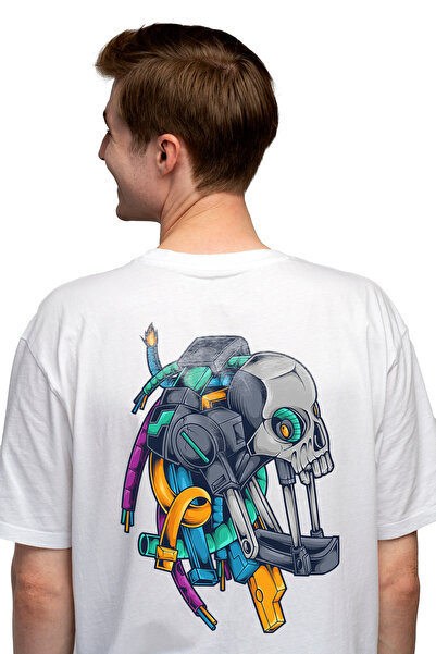 StoryGift Romania Tricou bărbătesc cu extraterestru, robot, android, cabluri,...