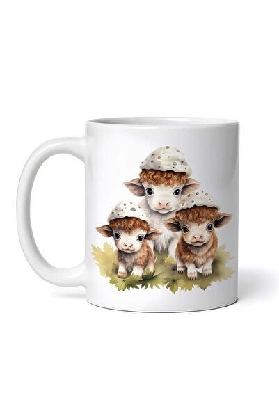 OEM Cană albă personalizată, Vaci pe frunze, INOVATIX®. 330ml