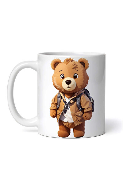 OEM Cană albă personalizată, Ursuleț cu rucsac, INOVATIX®. 330ml