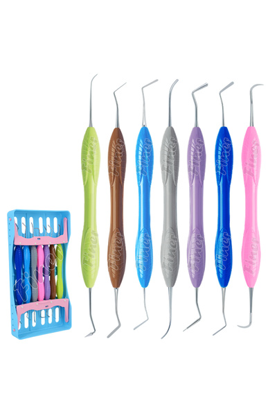 Choice1 ملاعق راتنج زرقاء ملاعق راتنج الأسنان 7 قطع مجموعة أدوات حشو راتنج السيليكون المركب لـ D