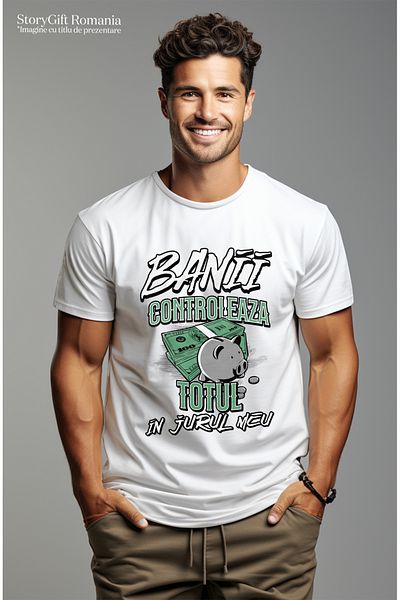 StoryGift Romania Men's T-Shirt Money Controls Everything Around Me Stack With Front Print, 100% Cotton Stg