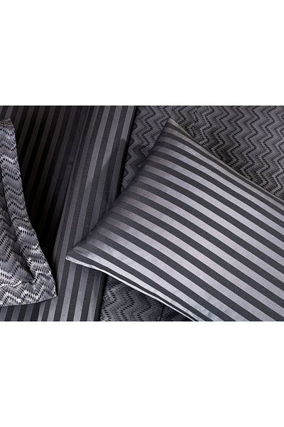 Madame Coco Wissale King Size Cotton Jacquard Satin Duvet Cover Set - Anthracite