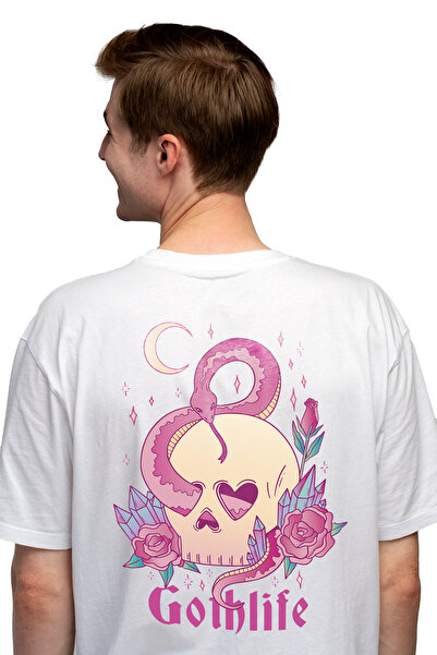 StoryGift Romania Tricou bărbătesc cu mesaj în engleză Goth Life, craniu, șar...