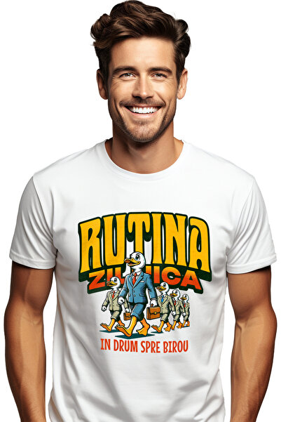 StoryGift Romania Tricou Barbati Rutina Zilnica In Drum Spre Birou Rate Cu Im...