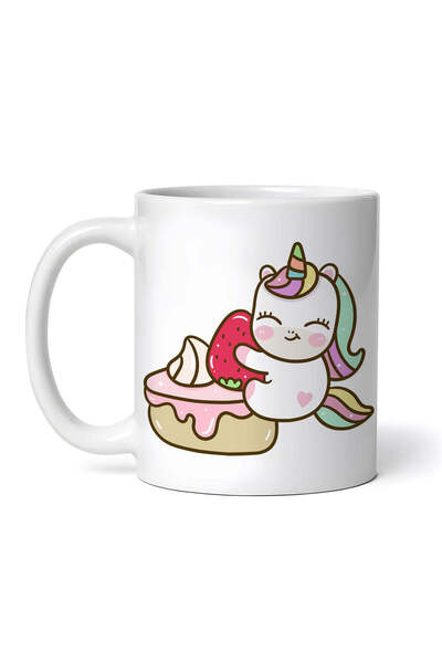 OEM Cană albă personalizată, Unicorn mâncând fursecuri, INOVATIX®. 330ml