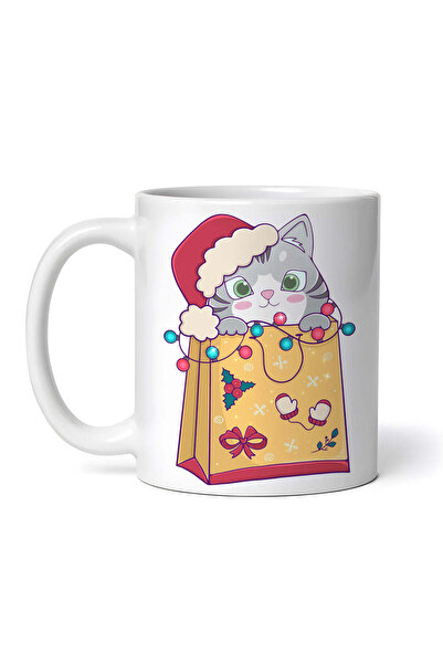 OEM Cană albă personalizată, pisică cadou de Crăciun, INOVATIX®. 330ml