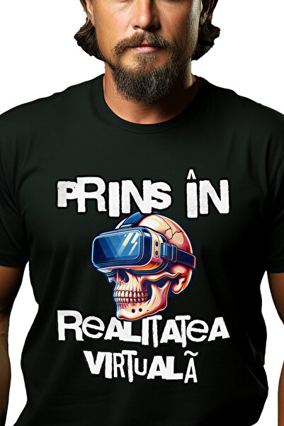 StoryGift Romania Tricou Barbati Craniu Uman Cu Ochelari Vr Lume Virtuala Cu ...