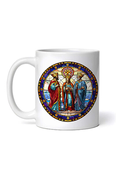 OEM Cană albă personalizată, vitraliu cu trei magi, INOVATIX®. 330ml