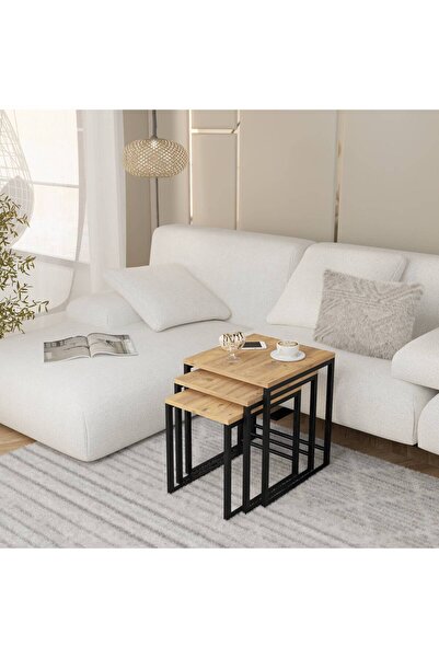 Just Home Arda Zigon Sehpa - Atlantik Çam - 50 cm