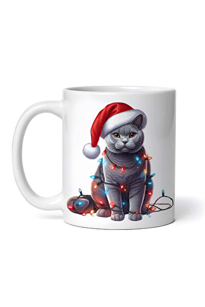 OEM Εξατομικευμένη λευκή κούπα, Χριστουγεννιάτικη γάτα Chartreux, INOVATIX®. ...