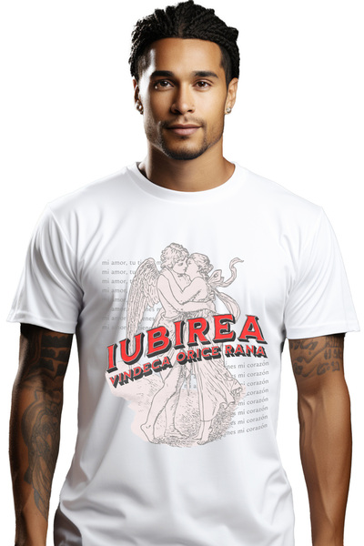 StoryGift Romania Tricou Barbati Ingeri Sarutandu-se Statui Iubirea Vindeca C...