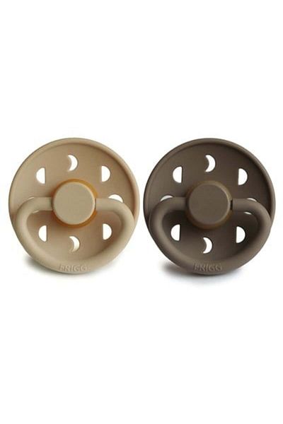 Frigg Moon Phase Double Rubber Pacifier - Croissant/Portobello 0-6 Months