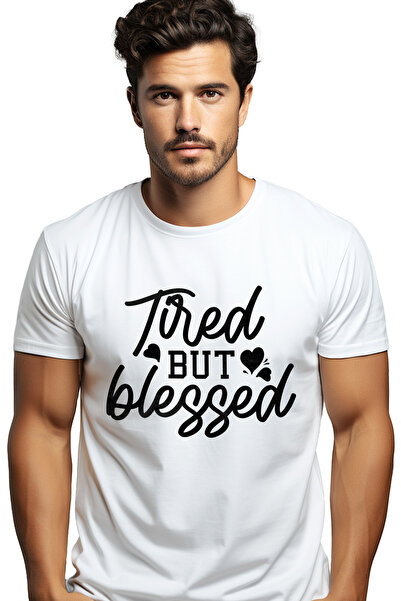 StoryGift Romania Tricou Barbati Cu Inimioare Si Mesajul "tired, But Blessed"...