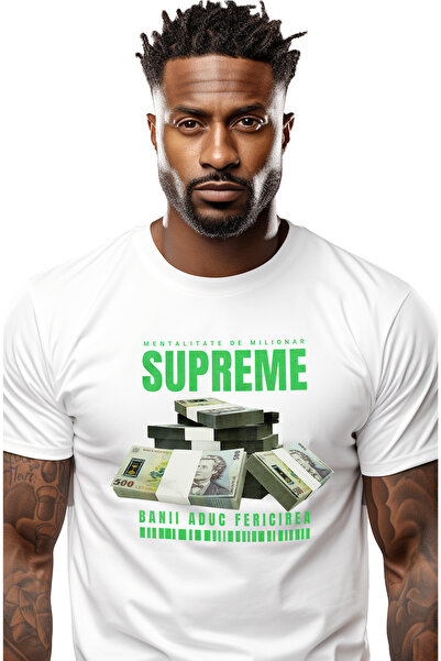 StoryGift Romania Tricou Barbati Supreme - Banii Aduc Fericirea Cu Imprimeu P...