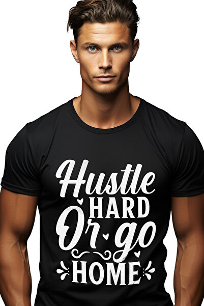 StoryGift Romania Tricou Barbati Cu Mesajul "hustle Hard Or Go Home" - Munces...