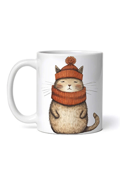 OEM Εξατομικευμένη λευκή κούπα, Χριστουγεννιάτικη γάτα, INOVATIX®. 330ml