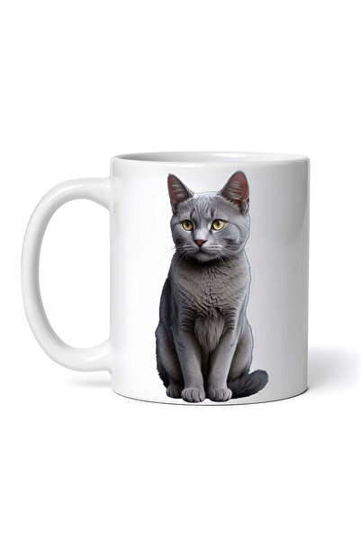 OEM Cană albă personalizată, Pisică Albastră Rusească, INOVATIX®. 330ml