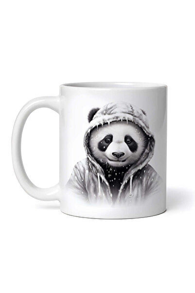 OEM Cană albă personalizată, Ursuleț Panda cu hanorac, INOVATIX®. 330ml