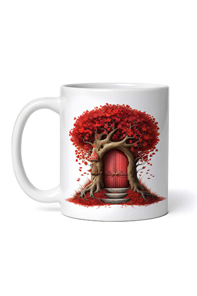 OEM Εξατομικευμένη λευκή κούπα, Μαγική πόρτα στο κόκκινο δέντρο, INOVATIX®. 3...