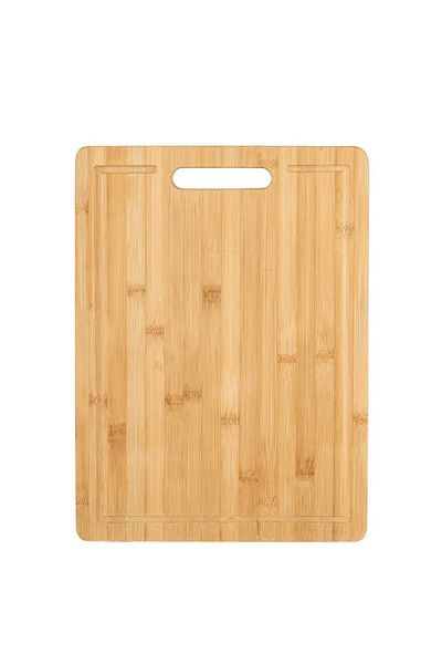 PUFO Universal kitchen chopping board made of bamboo wood with handle, Pufo, brown, 34 x 24 cm