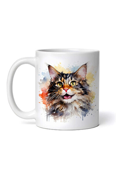 OEM Εξατομικευμένη λευκή κούπα, Γάτα με έξω γλώσσα, INOVATIX®. 330ml