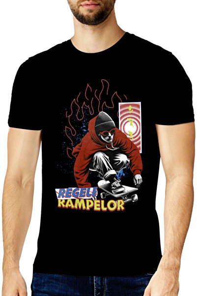 StoryGift Romania Tricou Barbati Regele Rampelor Baiat Pe Skateboard Cu Impri...