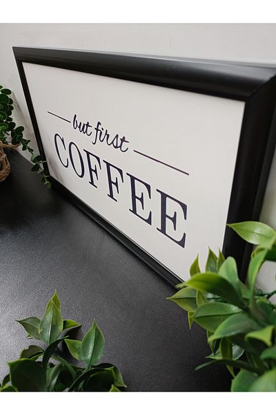 Wooden Factory But First Coffee but First Coffee Wooden Table with Plastic Frame