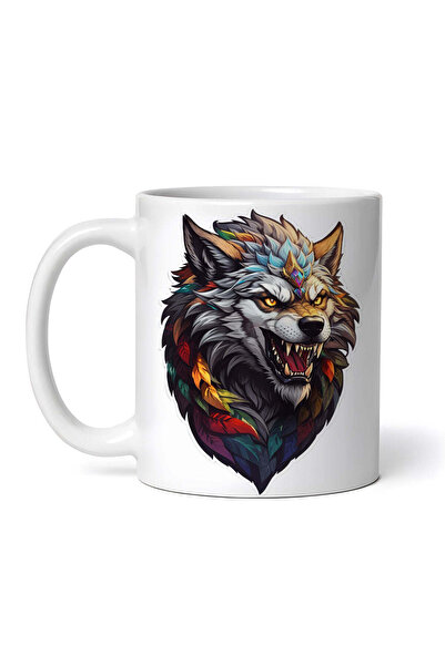 OEM Cană albă personalizată, Vârcolac cu colți, INOVATIX®. 330ml