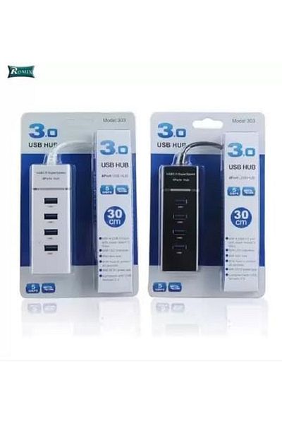 Generic موزع USB 3.0 فائق السرعة بأربعة منافذ أسود