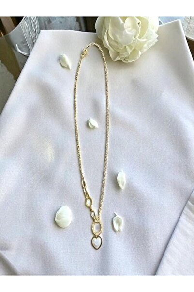 Constanza Exclusive İnci Taşlı Kalpli Paslanmaz Çelik Kolye 003