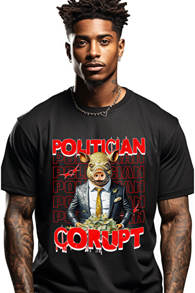 StoryGift Romania Tricou Barbati Porc In Costum Si Teanc De Bani Text Politic...