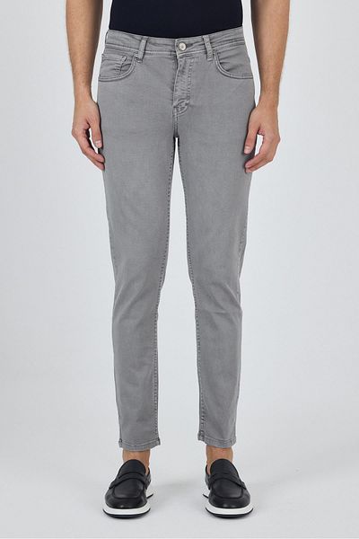 İmza Gray Cotton 5 Pocket Casual Slim Fit 5 Pocket Trousers 1003250318