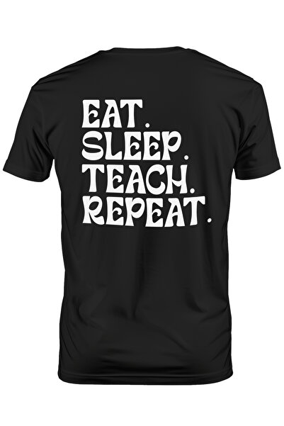 StoryGift Romania Tricou bărbătesc cu mesajul „mănâncă. Dormi. Predă. Repetă”...