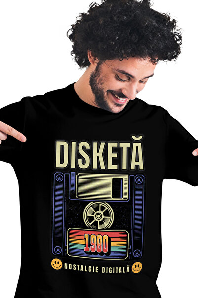 StoryGift Romania Tricou Barbati Aparat Vintige Muzica Disketă. Nostalgie Dig...