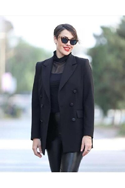 PARKDERİN Black Button Detailed Blazer Jacket