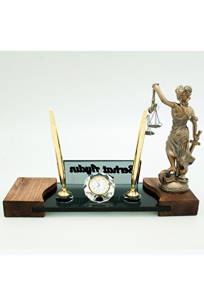 Ofistike Avukatlara Özel Isimlik Adalet Themis Heykeli Avukat Masa Isimliği Masif Hakim Savcı Hediye Masalık