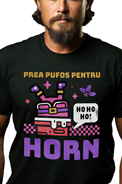 StoryGift Romania Tricou Barbati Prea Pufos Pentru Horn Mos Craciun Blocat Ha...