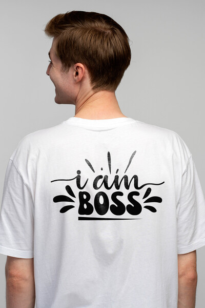 StoryGift Romania Tricou Barbati cu mesajul in engleza "I am boss" - eu sunt ...