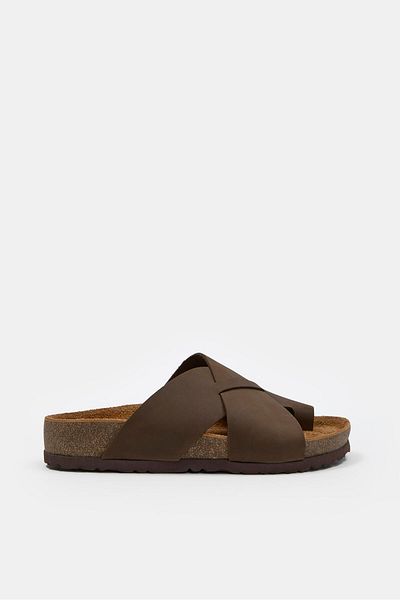 NILUFARR Papuci de damă Luana Brown Nubuck din piele naturală