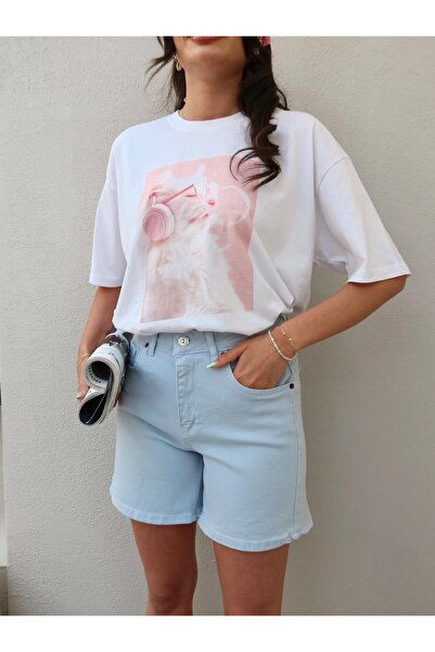 ESRAHELVACI Mavi Bermuda Şort